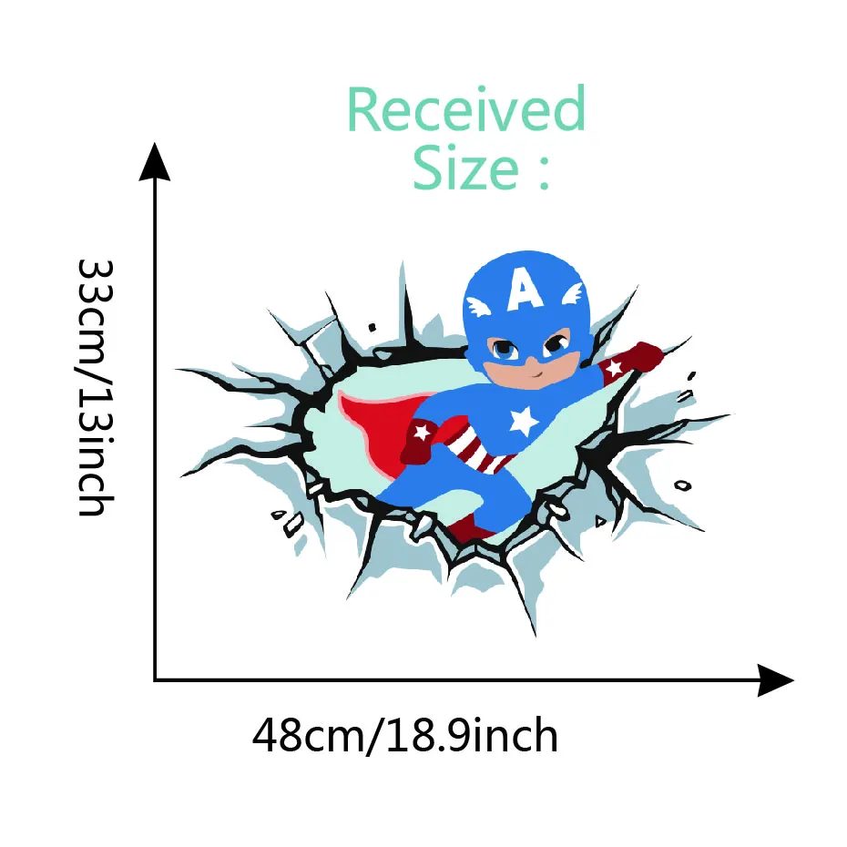 3D Детские мультипликационные наклейки на стену с супергероями, художественные виниловые наклейки для украшения дома, детской комнаты, спальни - Цвет: JCN90007