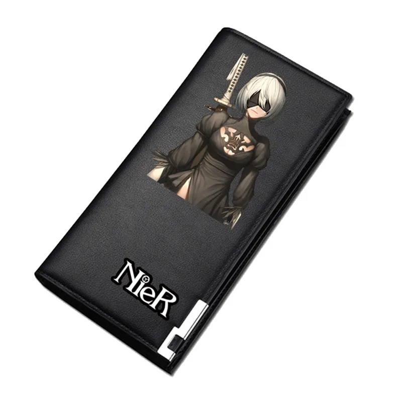 NieR:Automata Game Unisex Long Coin Purse YoRHa No. 2 Pu Leather Short Wallet ID Card Holder Women Sexy Money change Bag - Цвет: 17