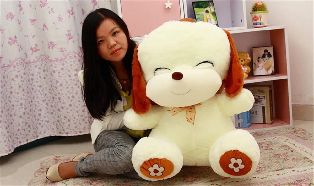 Fancytrader 80cm Big Soft Cartoon Smiling Dog Plush Toy  Giant Baby Play Dolls Sleeping Pillow Nice Gift 11
