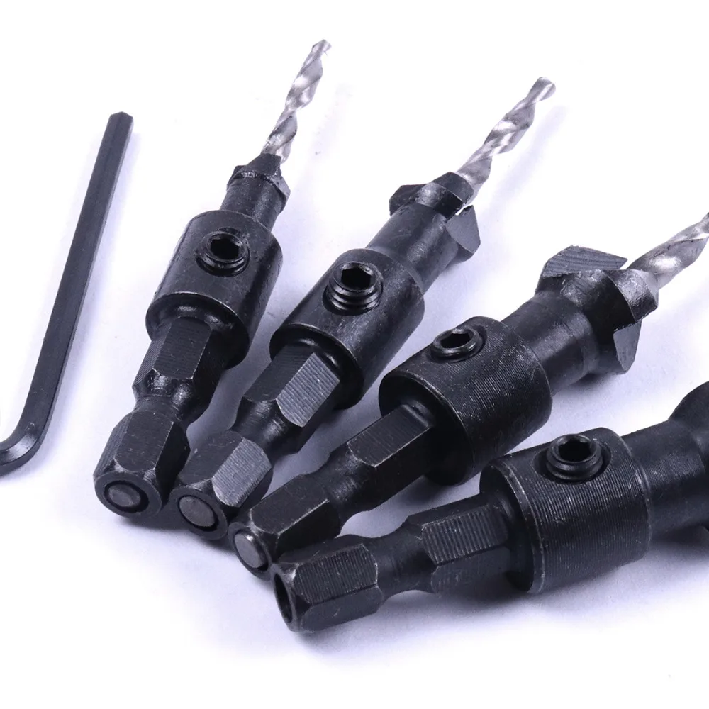Hot 4Pcs/Set Countersink Drill Bits Diameter 2.5mm 3.15mm 3.65mm 4.5mm