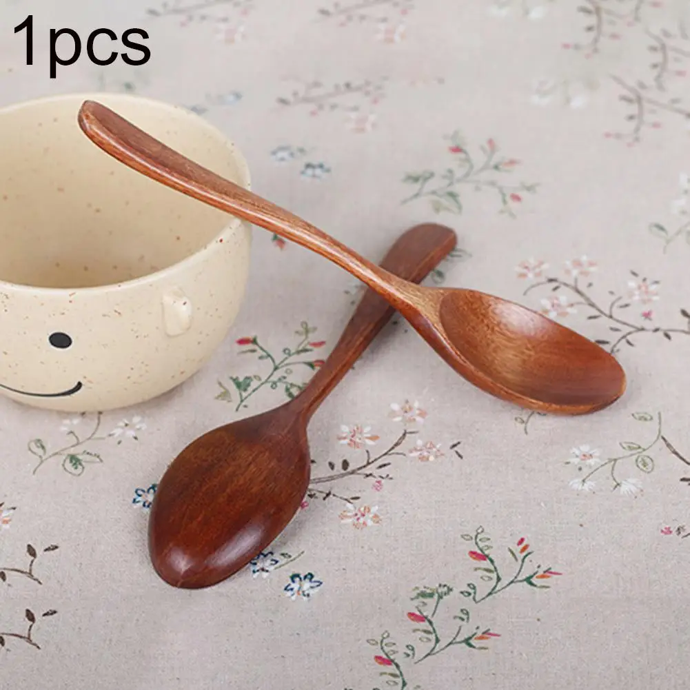 

New High Quality Wooden Spoon Long Handle Japanese Style Children Ice Cream Dessert Home Kitchen Cooking Utensil Tool Tableware