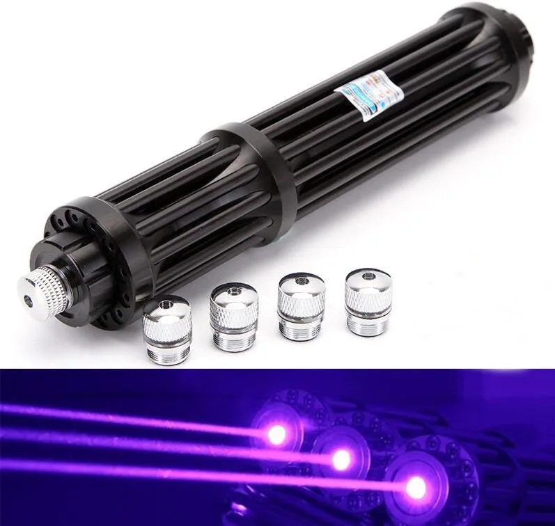 

Powerful 450nm Super Strong 500000m Blue Laser Pointers Flashlight Extend adjust focus laser pen + 5 caps Light Cigarette Burn