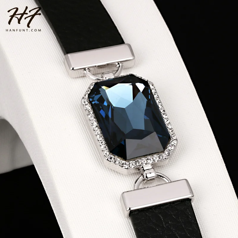 Высокое качество, мужской браслет, модный стиль, темно-синий кристалл, кожа, цепь, серебряный цвет, браслет и браслет, модное ювелирное изделие, H200