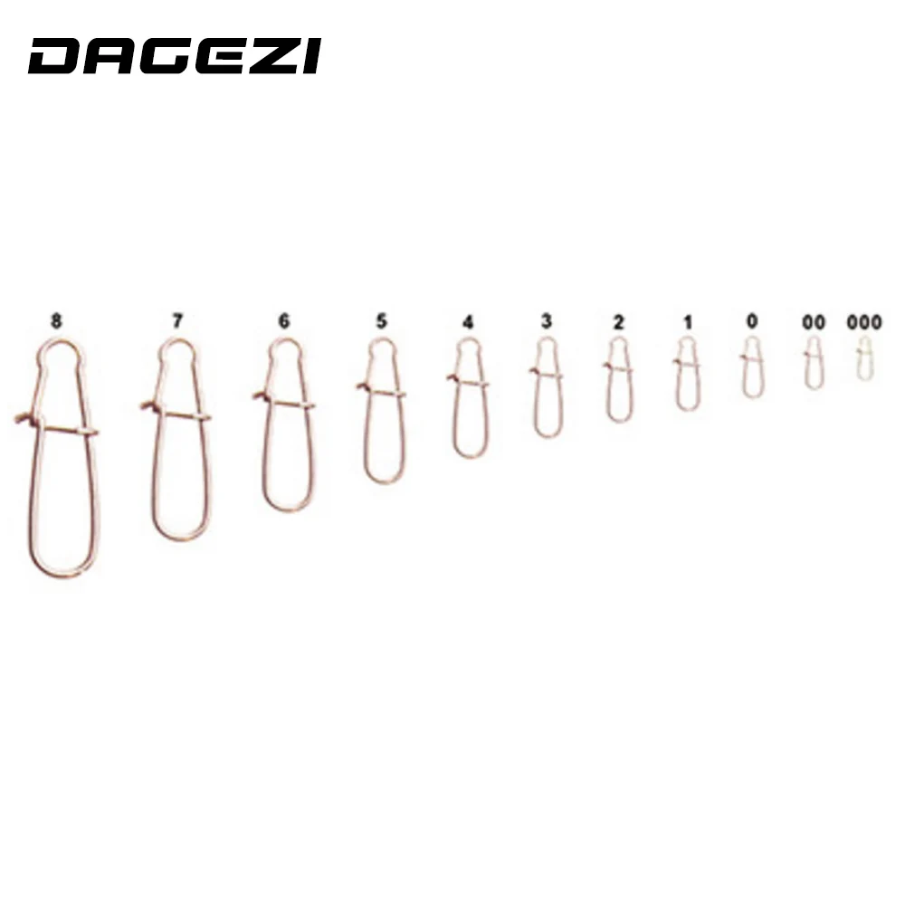 DAGEZI 100 قطعة/الوحدة 11 حجم معدات صيد الأسماك اكسسوارات موصل النحاس قطب الفولاذ المقاوم للصدأ يدور الأسود/الأبيض الصيد معالجة