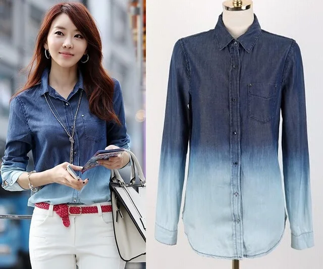 high quality plus size denim shirt 3x 4x 5x womens tops camisa womens plus size denim shirts
