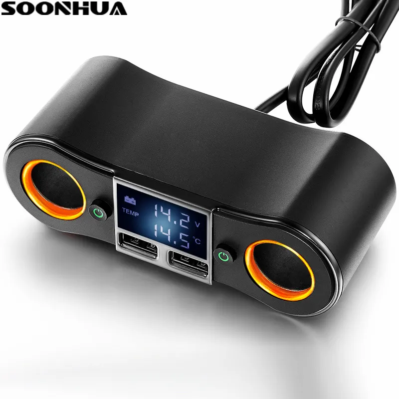 

Dual USB Car Charger 5V 3.1A Fast Charging Adapter Overcharge Protect With Digital Display Power Switch For iPhone Samsung iPad