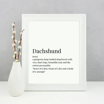 

Dachshund Definition Canvas Art Print Poster Pet Dog Dachshund Lover Gift Painting Black White Picture Home Room Wall Art Decor