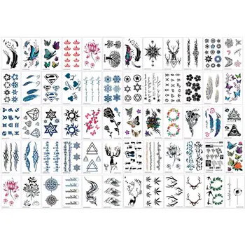 

Small Sexy Tattoo Sticker 60 PCS Temporary Tattoo Black Cartoon Waterproof Tattoo Sticker Body Art Sticker For Male And Female