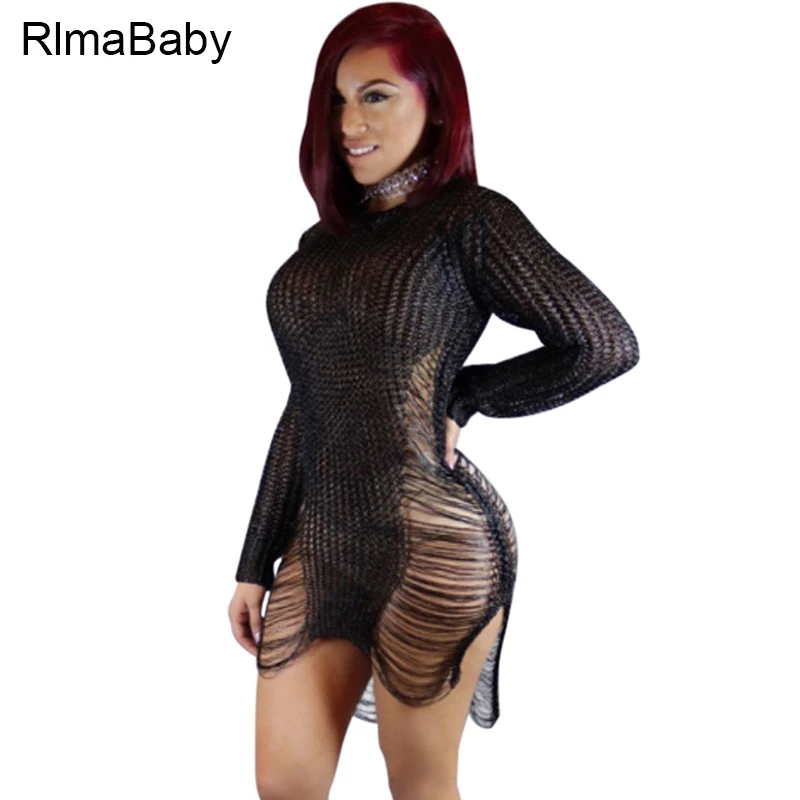 RlmaBaby 2017 Summer Hollow Out Knitted Sweater Dress Sexy