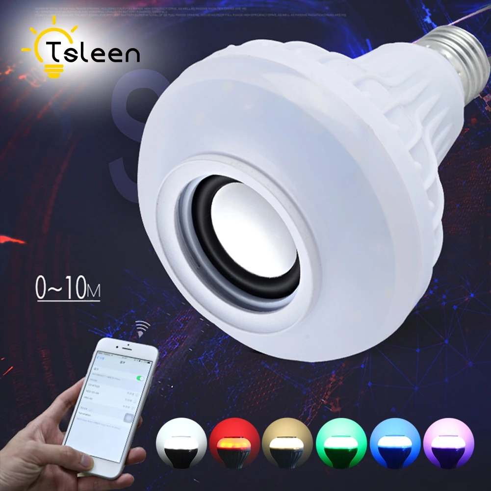 TSLEEN E27 Smart RGB Беспроводной Bluetooth Динамик лампы RGBW музыка играет лампада светодио дный лампа с 24keys дистанционного Управление