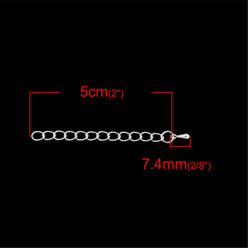 DoreenBeads сплав на железной основе удлинитель цепи для ювелирных изделий ожерелье браслет серебряный цвет капля 60 мм длина, полезная длина: 5 см, 10 шт