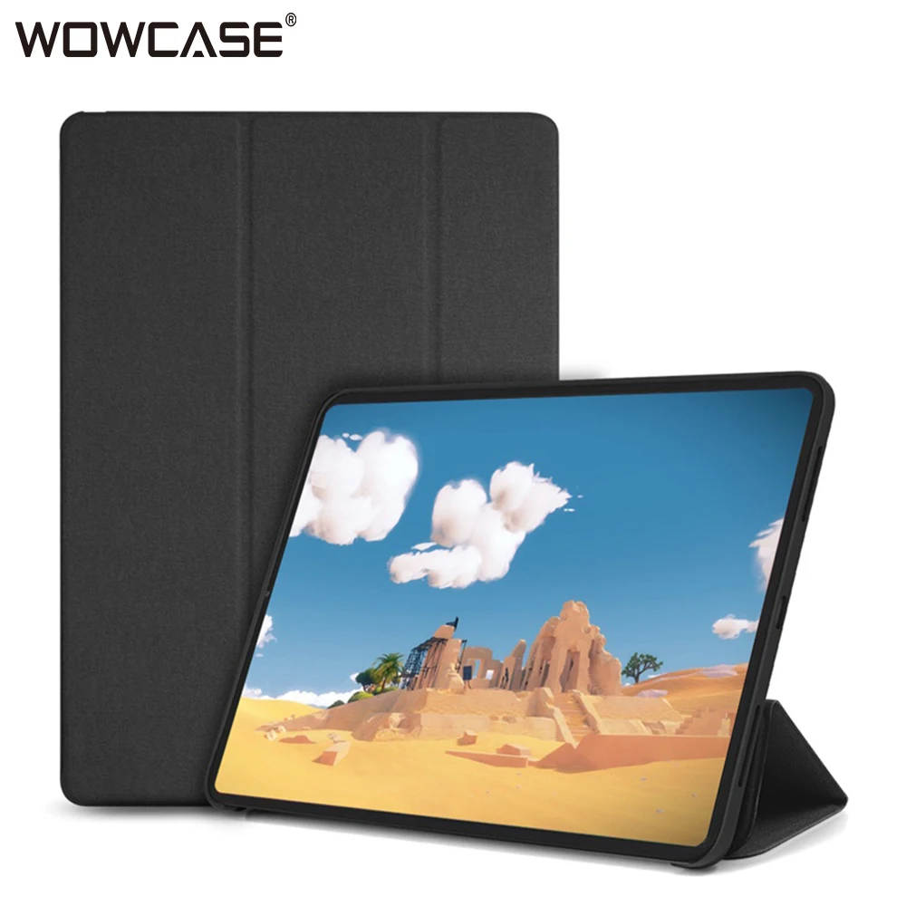 For iPad Pro 12.9 2018 Case,WOWCASE PU Leather Ultra Slim Back Tri fold Flip Smart