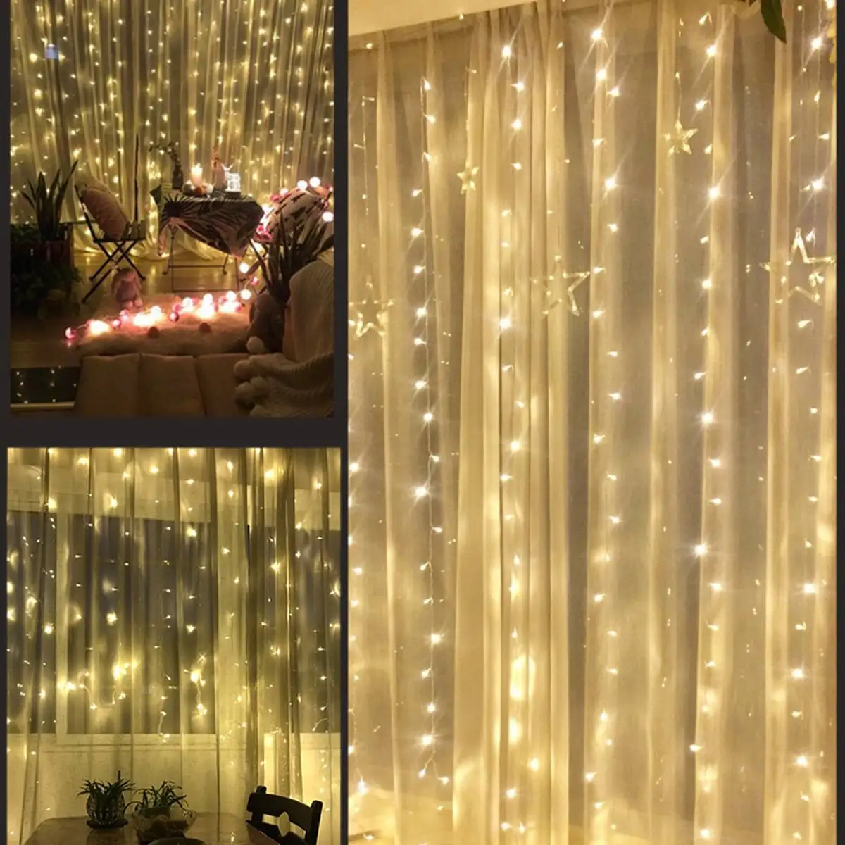 

220V 3X6m 600Leds Organza Backdrop LED Curtain Icicle String Light Party Wedding Garden Stage Outdoor Decorative Icicle Lights