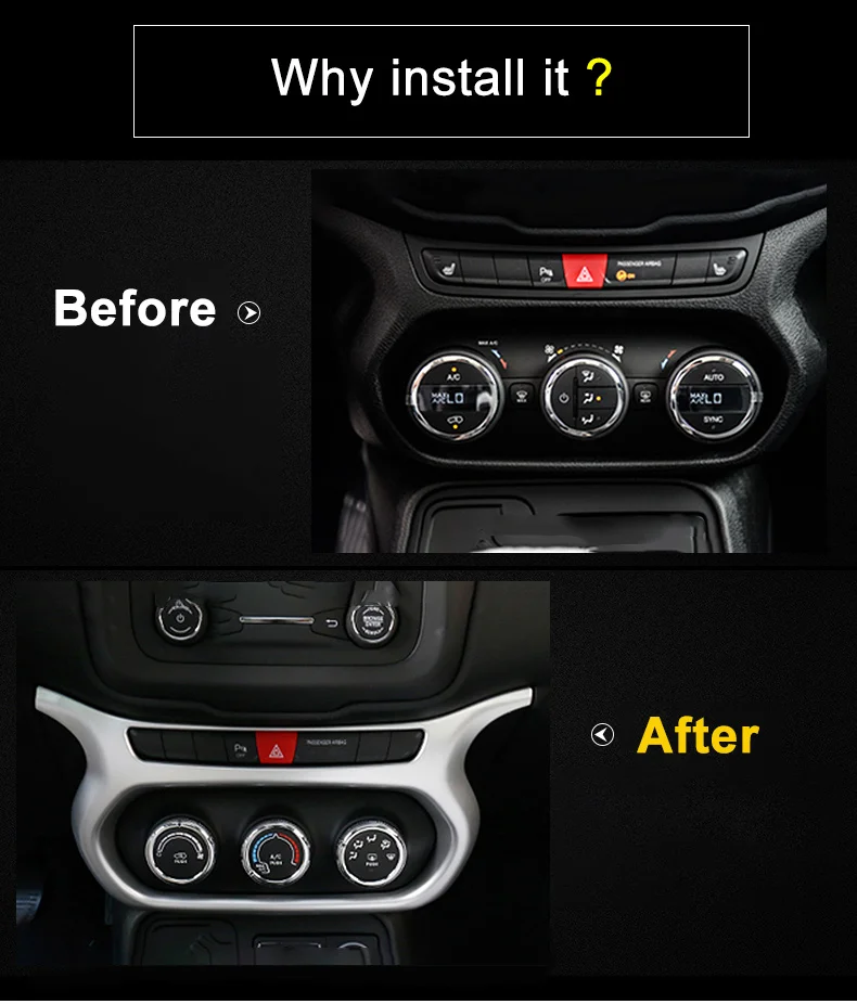 ABS центральной консоли приборной панели AC кондиционер кнопка включения Панель крышка отделка под давлением для jeeprenegade