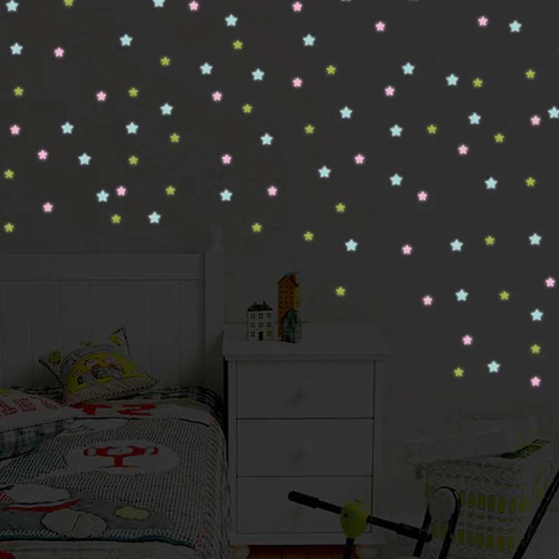 Флуоресцентная светящаяся детская спальня комнаты для хранения Звезда Детская светится в темноте игрушки наклейка клейкая наклейка