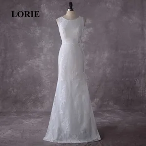 LORIE Mermaid Wedding Dress 2022 Real Photo O-Neck Lace White Ivory Boho Beach Bride Dress Cheap Wedding Gown Free Shipping