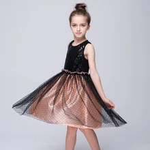 Детские черные платья для маленьких девочек, костюм, новая летняя детская кружевная одежда с блестками, нарядное платье для маленьких девочек 2, 3, 4, 5, 7, 6, 8 лет