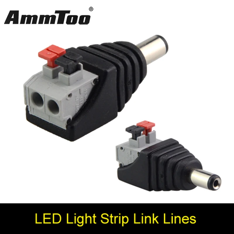 

5.5x2.1mm Male Connector Plug Mark Polarity DC Power Jack Connector Adapter For CCTV LED Light 5050 3528 Single Color LED Strip