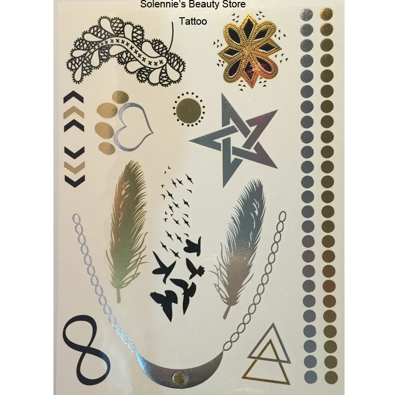 3 PCS/ LOT Body Art Tattoo Stickers With Golden &amp Silver Color | Красота и здоровье