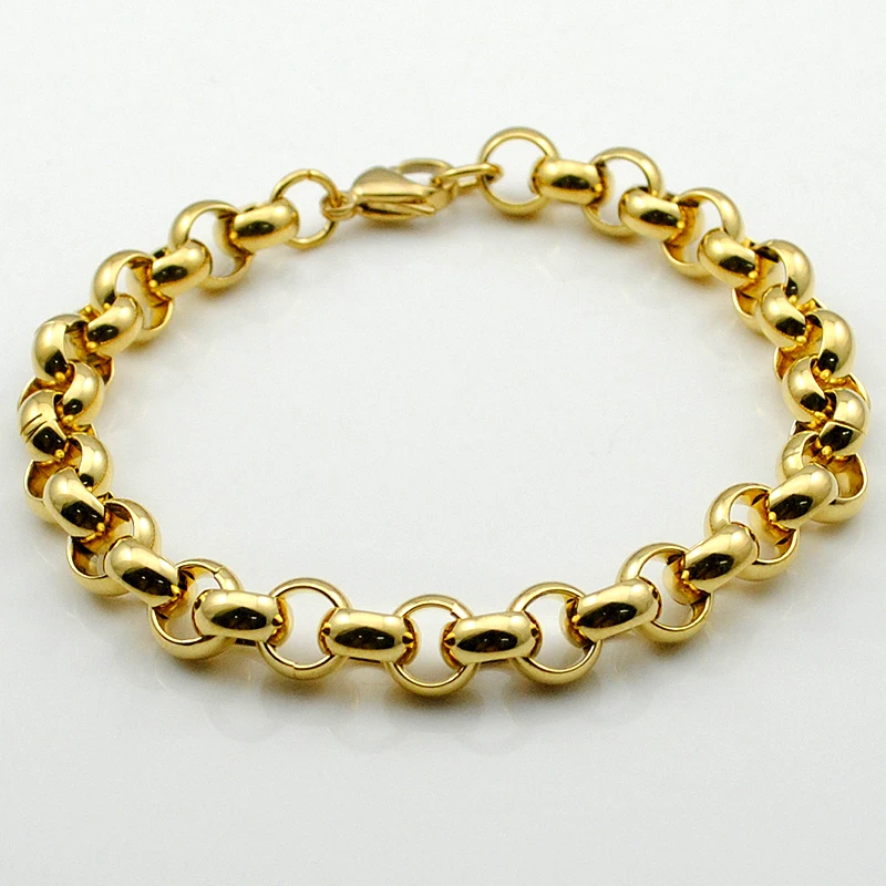 AMUMIU Мужская цепочка золотистого цвета, ожерелье из нержавеющей стали, браслет, набор, модное ожерелье s, женские вечерние аксессуары в стиле панк, HZTZ088