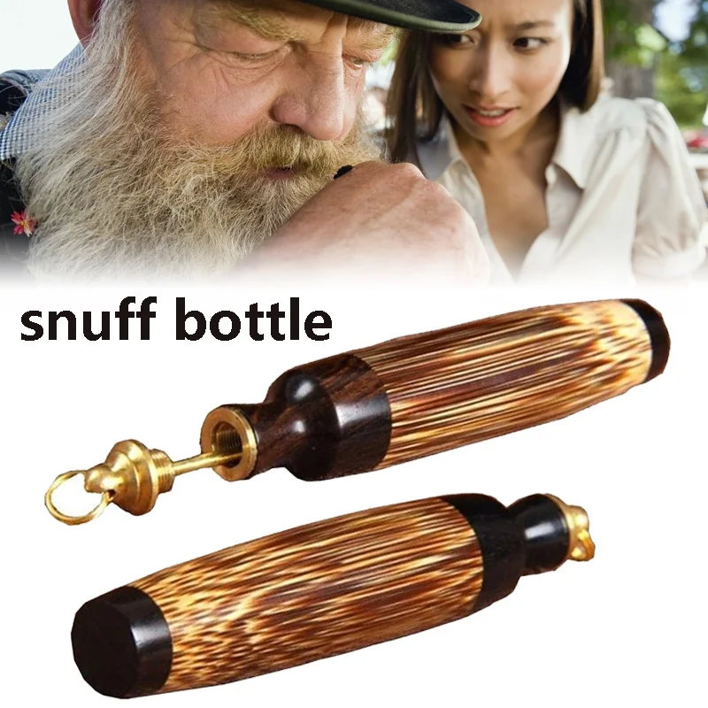 

Hot Handmade Wooden Sandalwood Bottle Snuff Vial Carved Crafts with Spoon Dispenser Bullet Rocket Snorter Smoking Pipe Tools