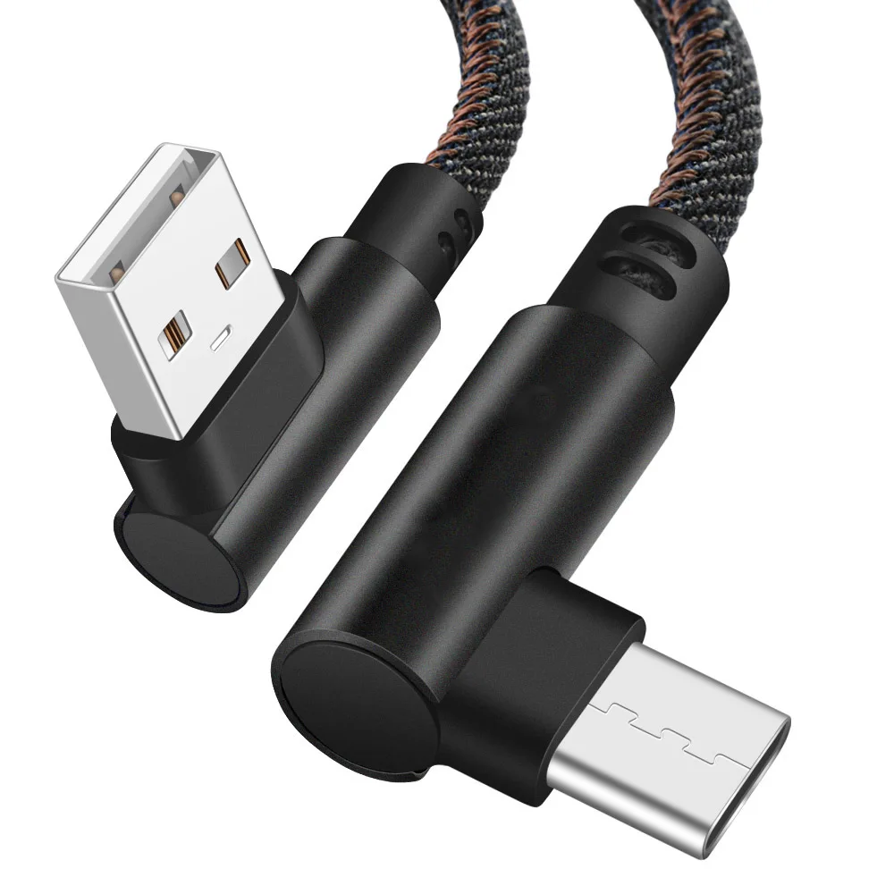Кабель L type-C 2.4A для быстрой зарядки USB C кабель 90 градусов для samsung S8 S9 Plus huawei Android C кабели для мобильных телефонов - Цвет: Black