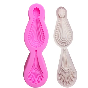 

M0895 Drop of water Lace pattern Cake Silicone Mold Peacock Feather Decorating Tools cooking Baking molds