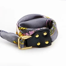 UBUAUTY Pulseira Flor Lenços de Seda Lenço Fivela De Couro DIY Pulseiras de Personalidade Para As Mulheres Encantos Da Jóia Pulseira Pulseira de Pulso(China)