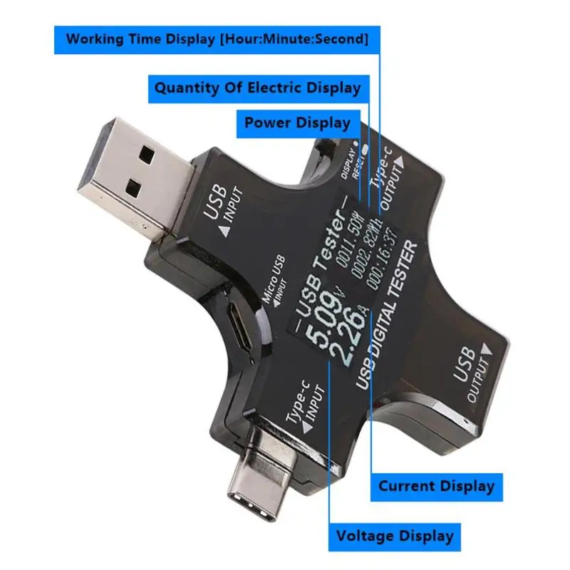 Тип-c PD USB Тестер DC Цифровой вольтметр Амперметр Вольтметр Multi функция USB Teaster Поддержка OTG функция