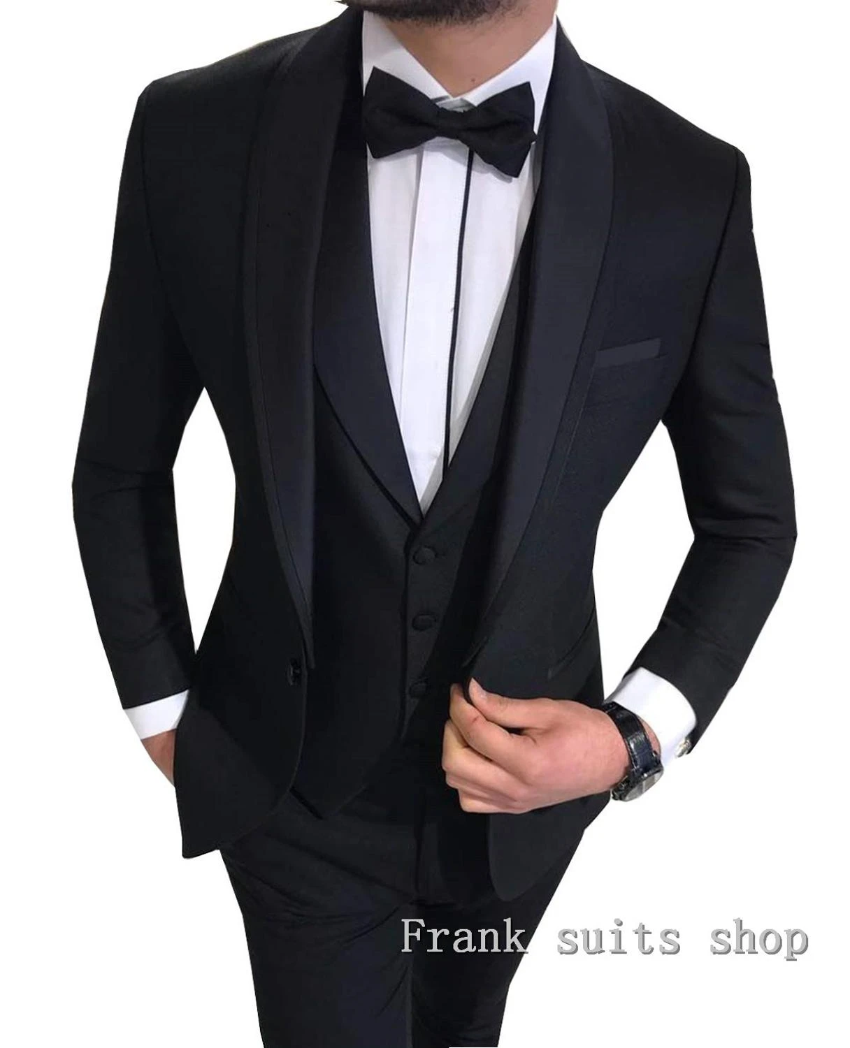 Frank Mens Slim Fit Suit Blazer Jacket Tux Waistcoat Pants 3 Pieces Suit Set
