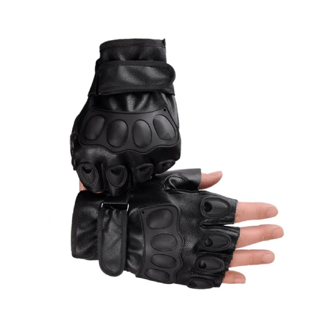 Half Finger Gloves PU Leather Men Gloves For Tactical Military Exercise