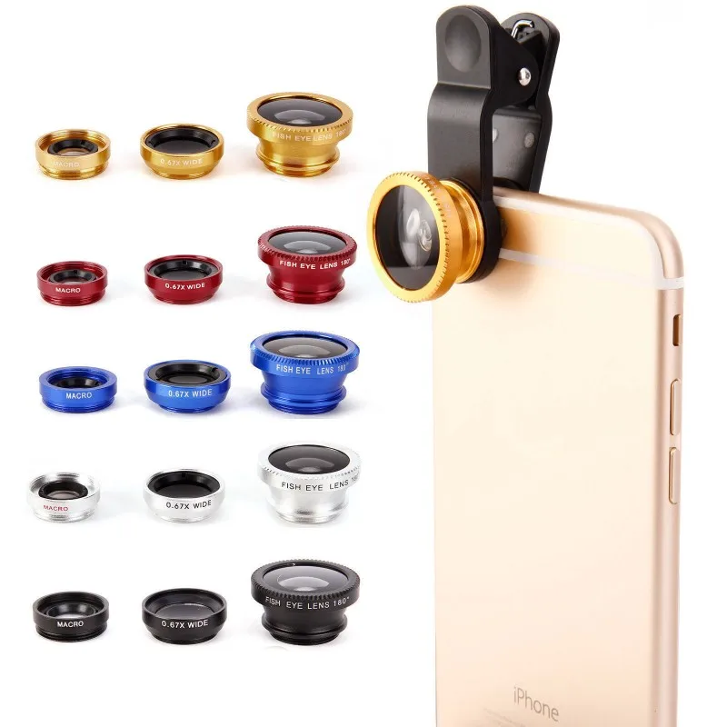 Универсальный зажим 3 в 1 HD рыбий глаз камера Макро широкоугольный объектив для телефона для IPhone 7 8 6 6s Plus X для samsung S8 S9 Xiaomi huawei