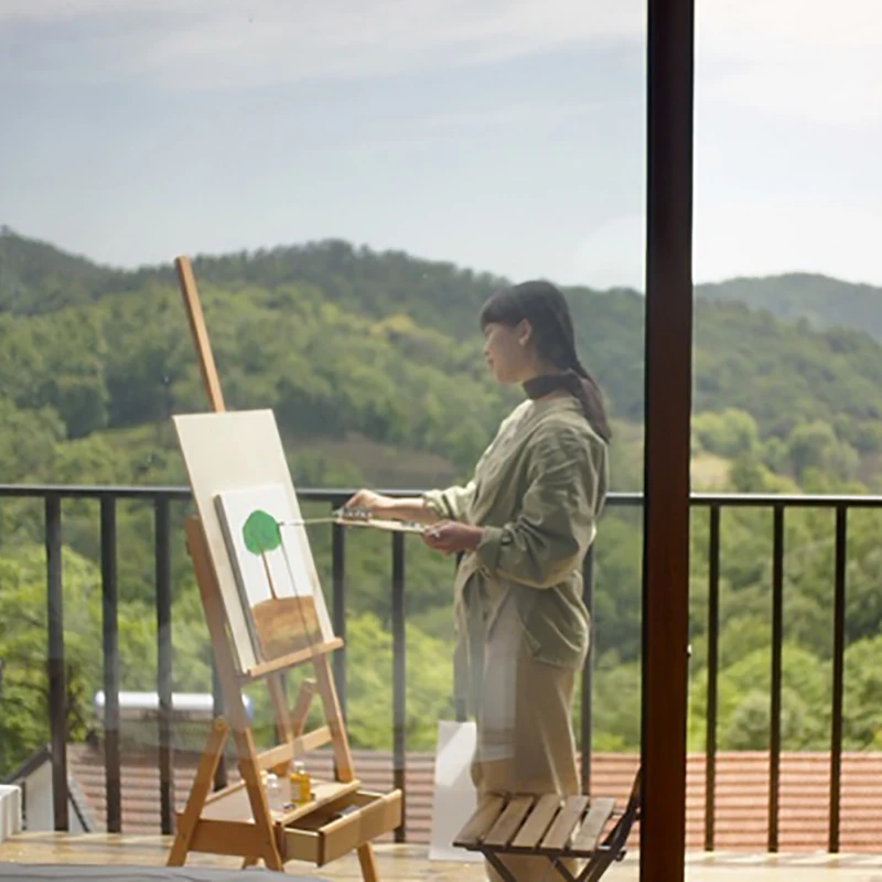 

Portable multi-function household wood sketch Wooden drawer oil easel
