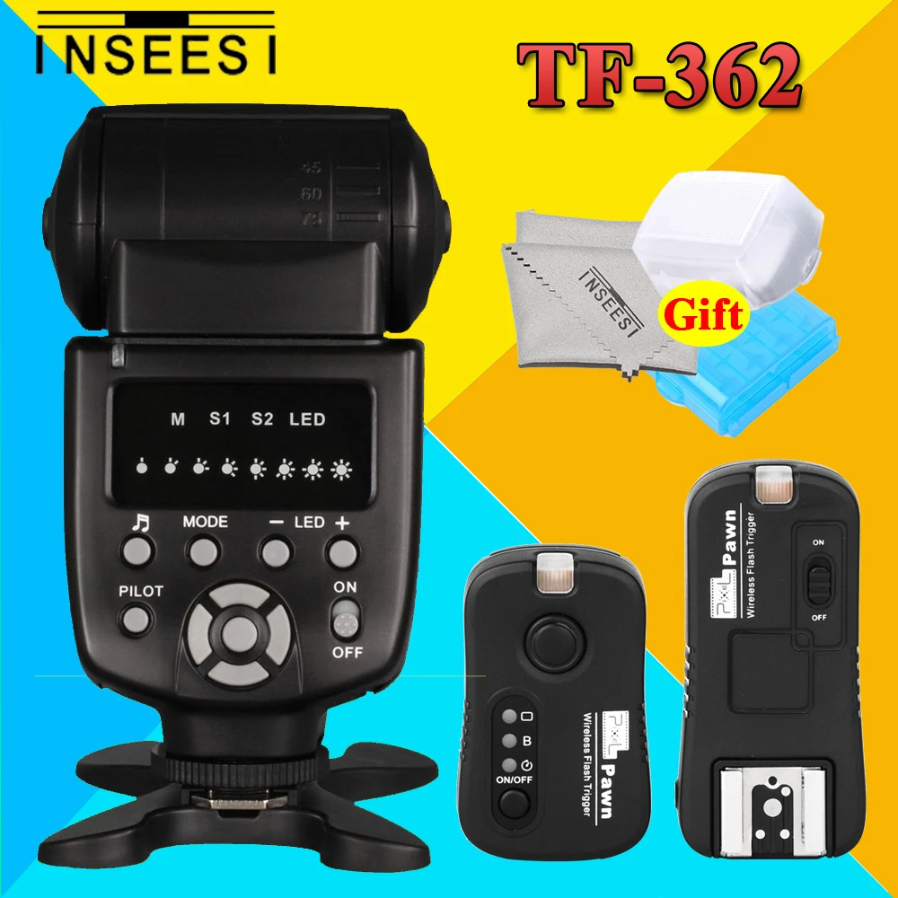 INSEESI IN-560IV 560IV Wireless Flash Speedlite + Pixel Pawn TF-362 Flash Trigger Transmitter and Receiver For Nikon DSLR Camera