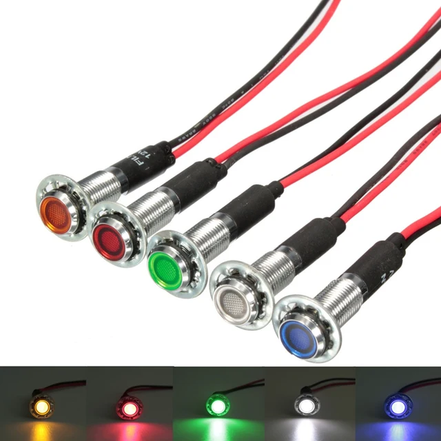 12V 8mm LED Dash Pilot Panel Indicator Warning Light Lamp Car Boat