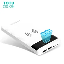 TOTU 10000mah QI Wireless Charger Power Bank For iPhone X 8 Plus LED Display Dual USB External Battery Powerbank For Samsung S8