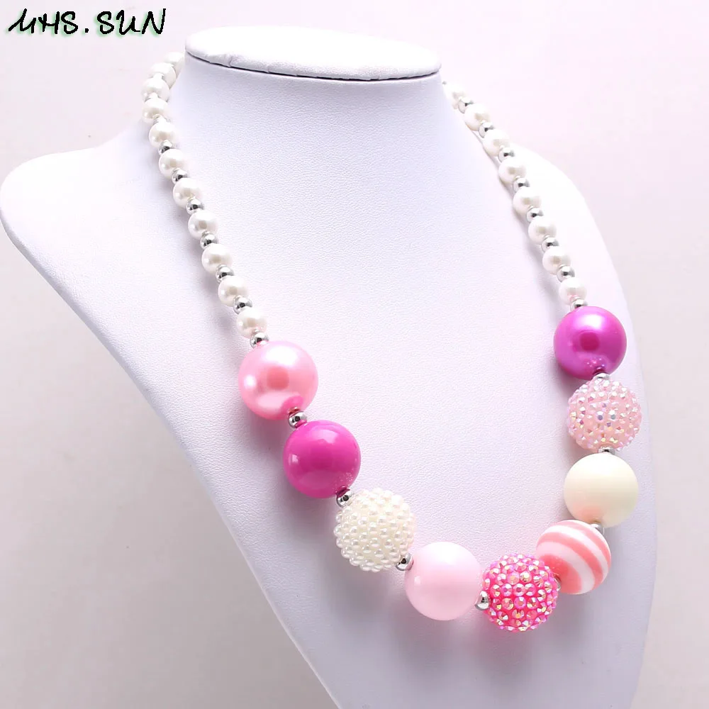 BN550-1 (6),$2.3.Pink style baby girls chunky bubblegum necklace fashion childkids acrylic beads necklace 1pcs retail accessories JPG