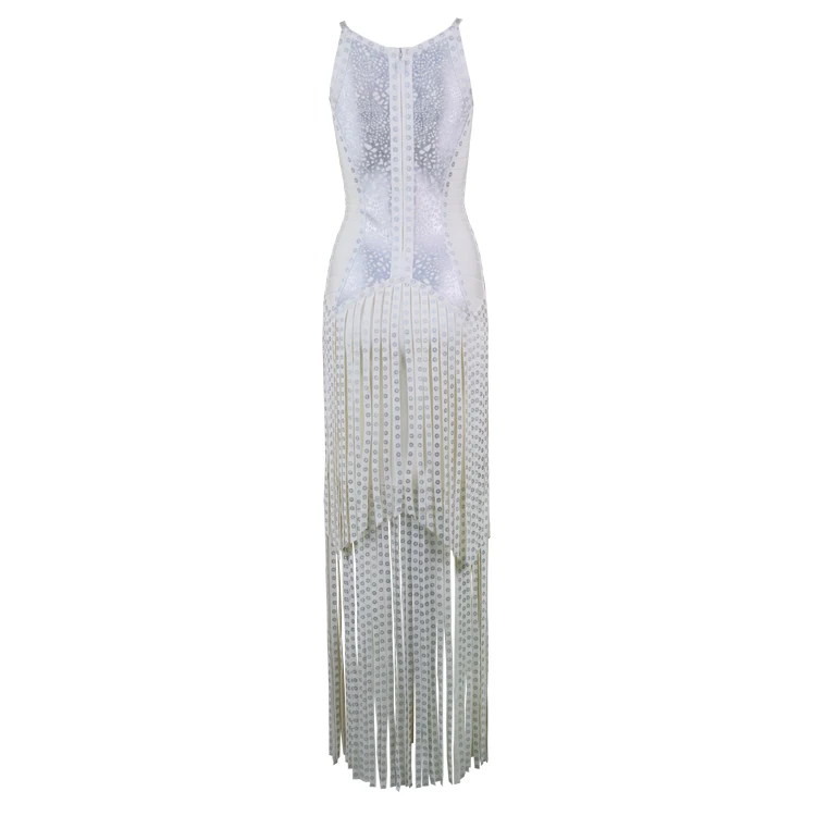 Femmes 2018 Élégant Parti Designer Sexy Bandage Impression Luxe Gland Robe De Long Tricoté Sangle FZrqwFz
