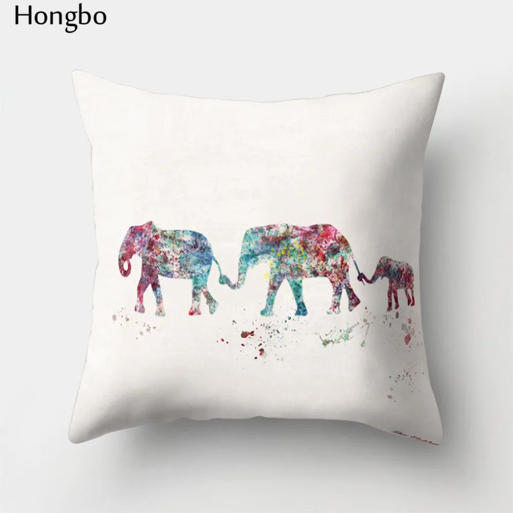 Hongbo 1 шт. цветная Подушка с изображением слона, наволочка для подушки, декоративная наволочка для автомобиля, домашнего дивана, рождественские украшения