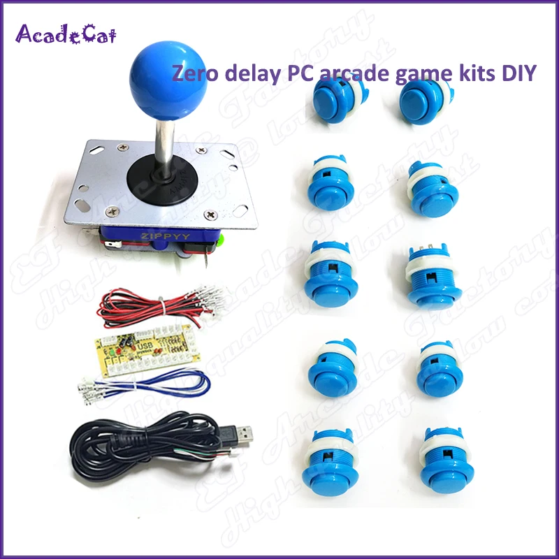 

Free shipping 1 Player Zero Delay DIY PC arcade game kits for Mame Fighting Games Joystick push button wire USB set