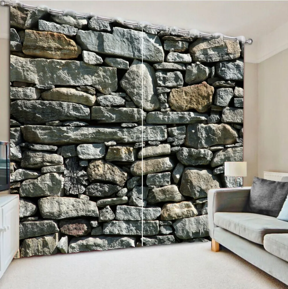 

Photo Customize size curtains for living room modern 3d stone custom curtains blackout bedroom curtains
