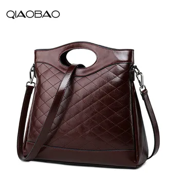 

QIAOBAO 2020 Luxury Brand Women Diamond Lattice ag 100% Genuine Leather Casual Tote Bags Soft Sheepskin Female Big Shoulder Bag