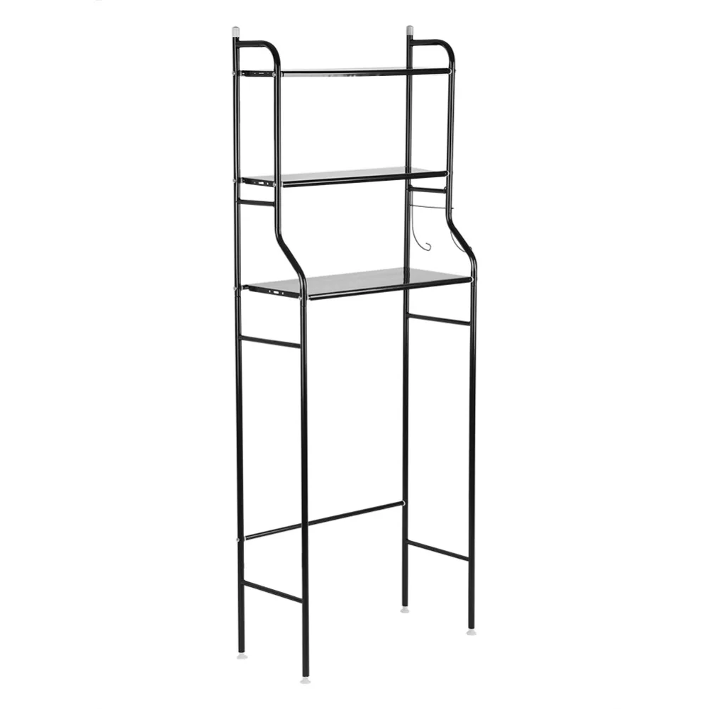 

3-Tier Iron Toilet Towel Storage Rack Holder Over Bathroom Shelf Organizer for Store Shampoo/ Towel etc Accessory - Black
