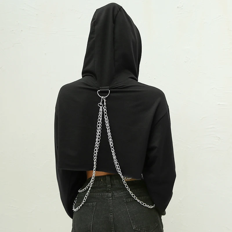 black cropped hooded sweatshirt