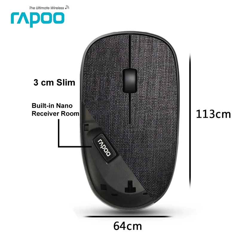 Тонкая Портативная оптическая беспроводная мышь Rapoo 3500pro игровые мыши с мягким