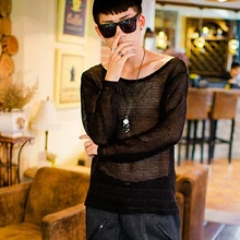 Мужская мода Релаксация не основной личности с длинным рукавом сетка ремонт