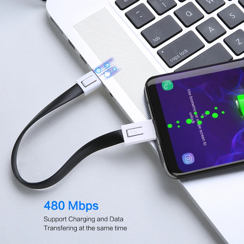 FLOVEME Keychain Micro USB Typ C Ladekabel Für iphone 11 Pro Max 15CM Tragbaren USB-Ladegerät Kabel