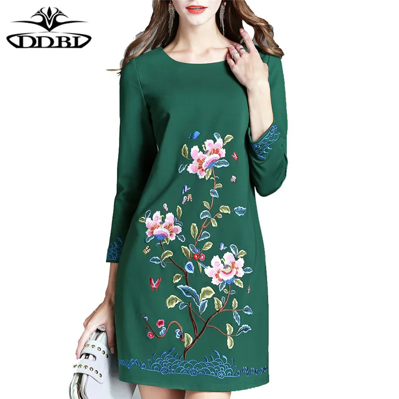 plus size women clothing large size dresses 40s 50s dresses embroidery cotton high quality dress 170824