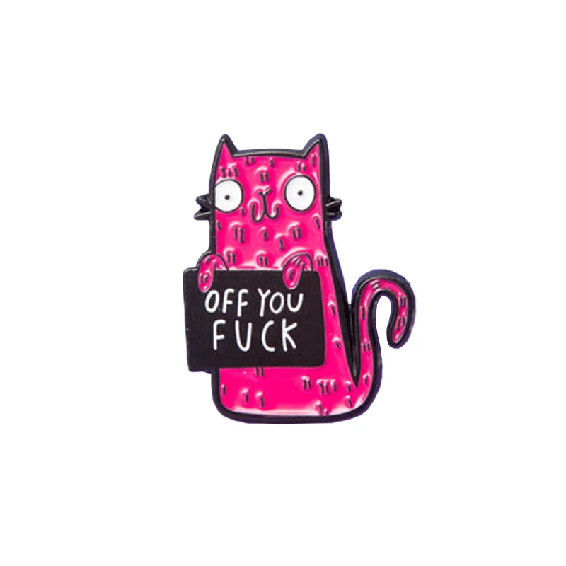 

off you cat soft enamel pin