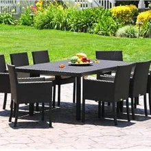 Sigma современные плетеная мебель для патио набор обеденной посуды для использования на природе, 9 шт